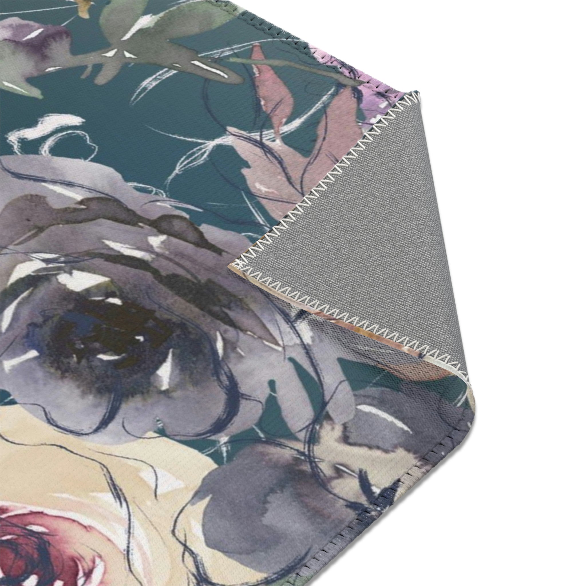 Floral Area Rug | Earthy Beige Navy