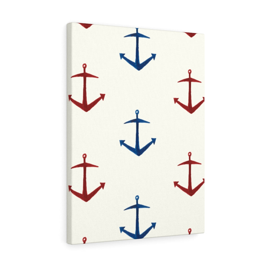 CANVAS ART | White Red Blue Nautical Anchor