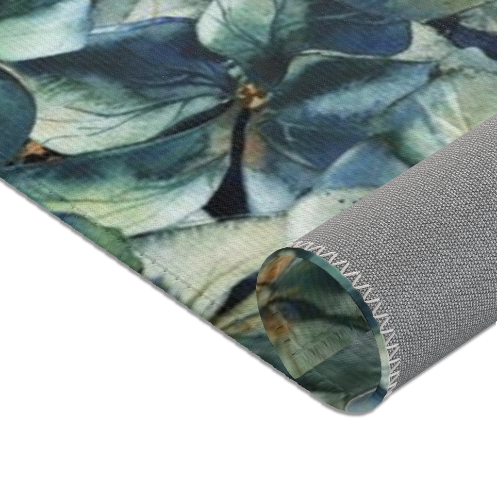 Geometric Area Rug | Floral Blue Green Shapes