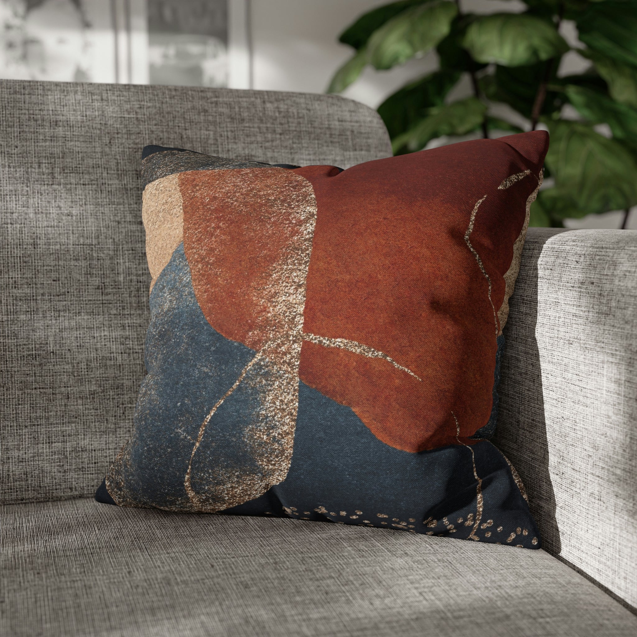 Abstract Boho Pillow Cover | Rustic Navy Gold