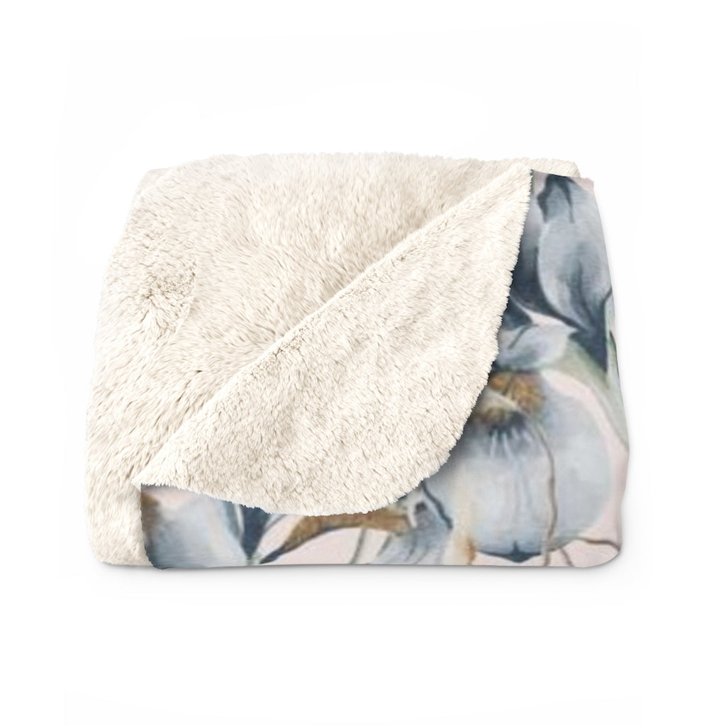 Floral Comfy Blanket | Blush Pink Blue Flowers