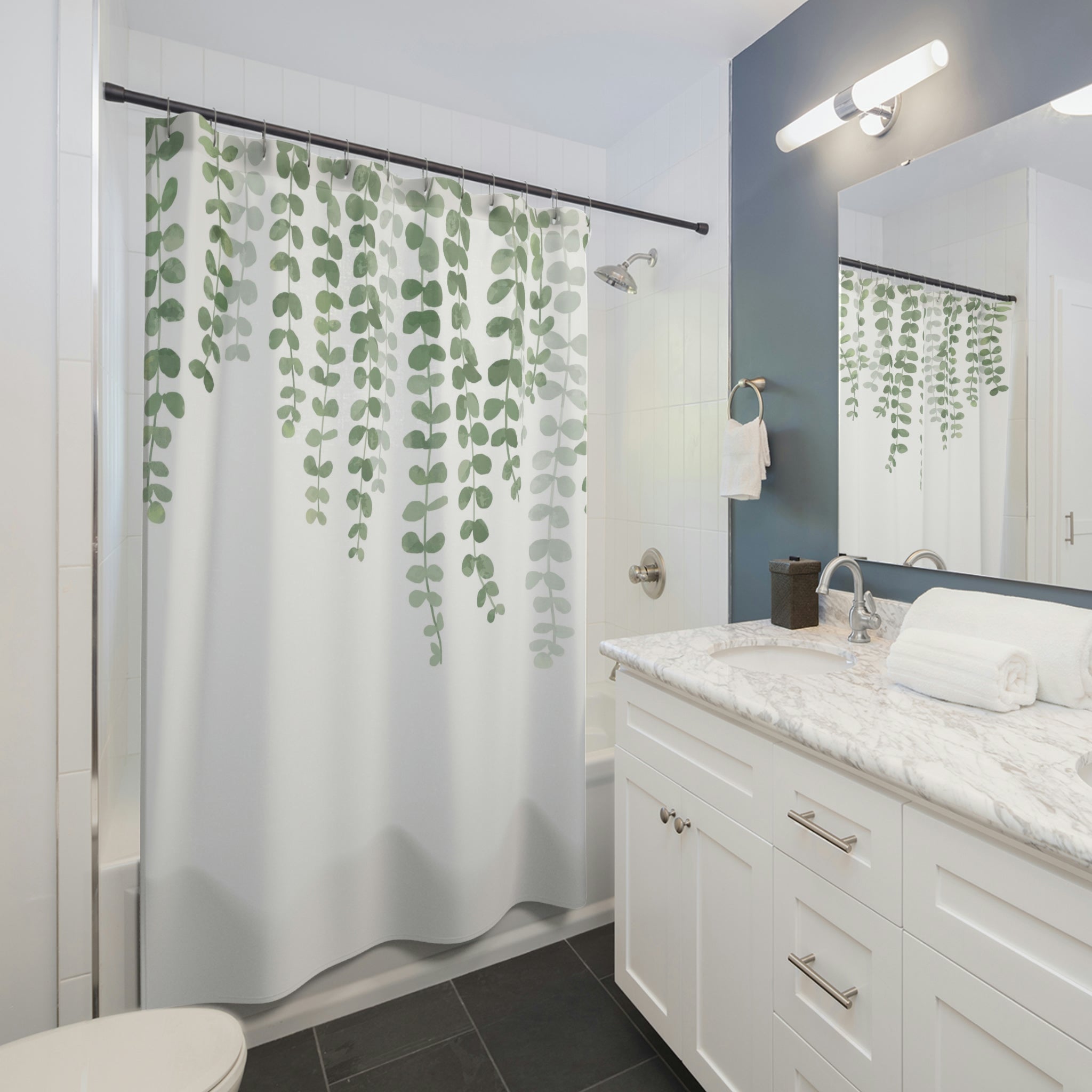 Eucalyptus Shower Curtain | Sage Green Watercolor