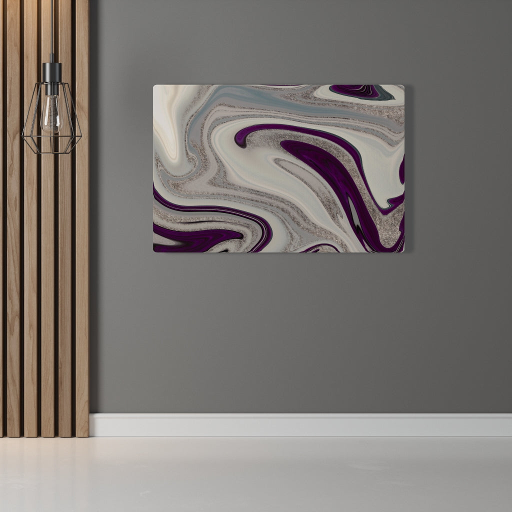 ABSTRACT WALL CANVAS ART | Purple Grey Silver