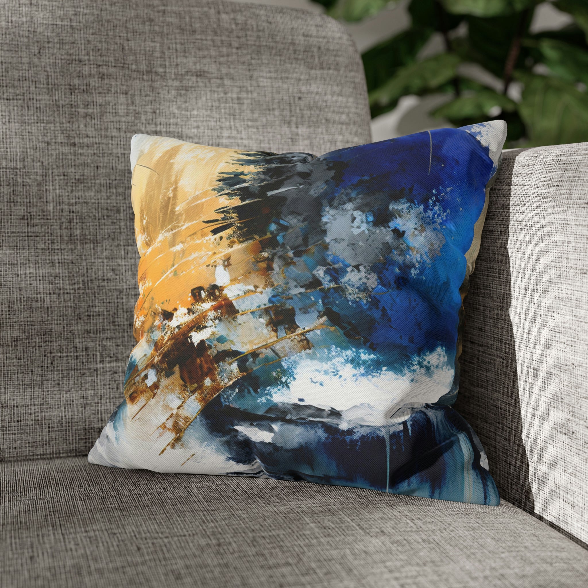 Abstract Pillow Cover | Beige Blue White