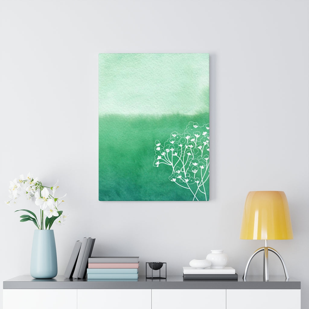 FLORAL WALL CANVAS ART | Green White Ombre