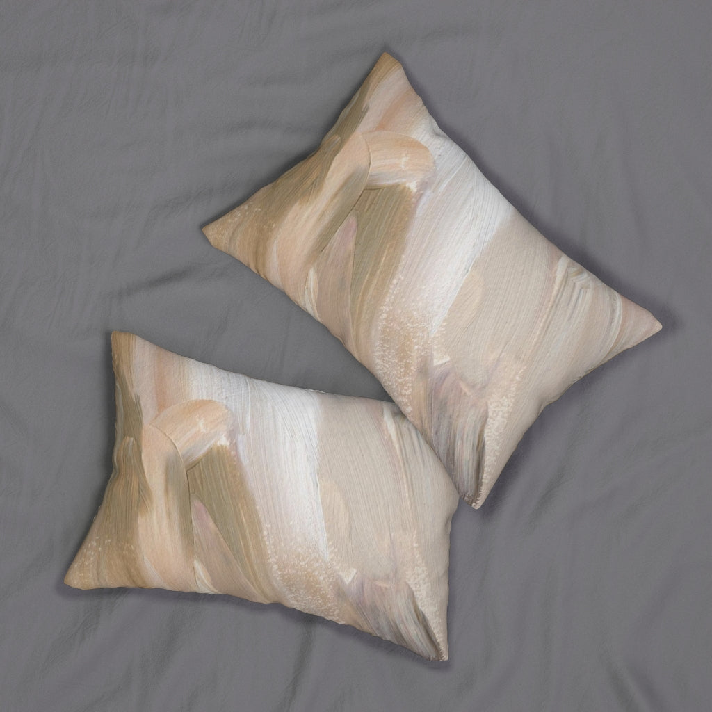 Abstract Boho Lumbar Pillow | Beige Brown White
