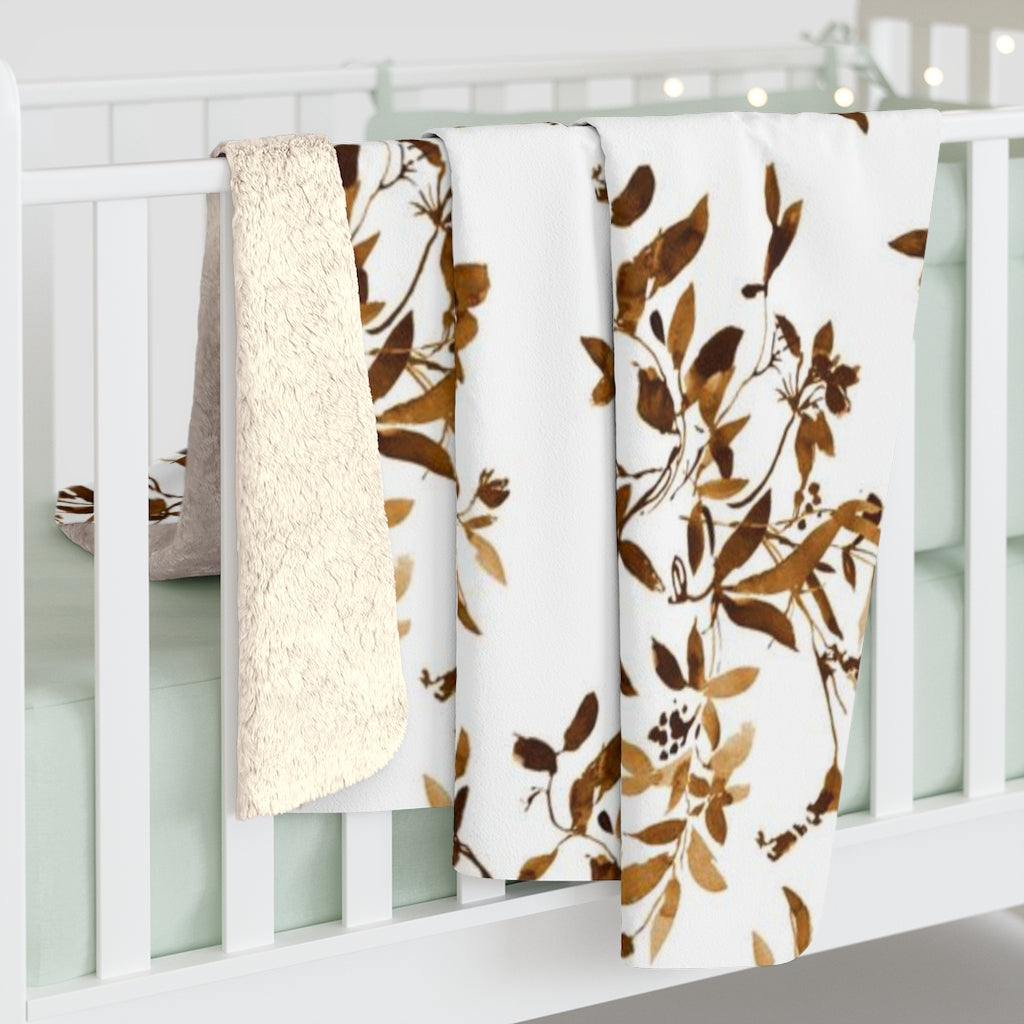 Floral Boho Comfy Blanket | Sienna Brown Leaves
