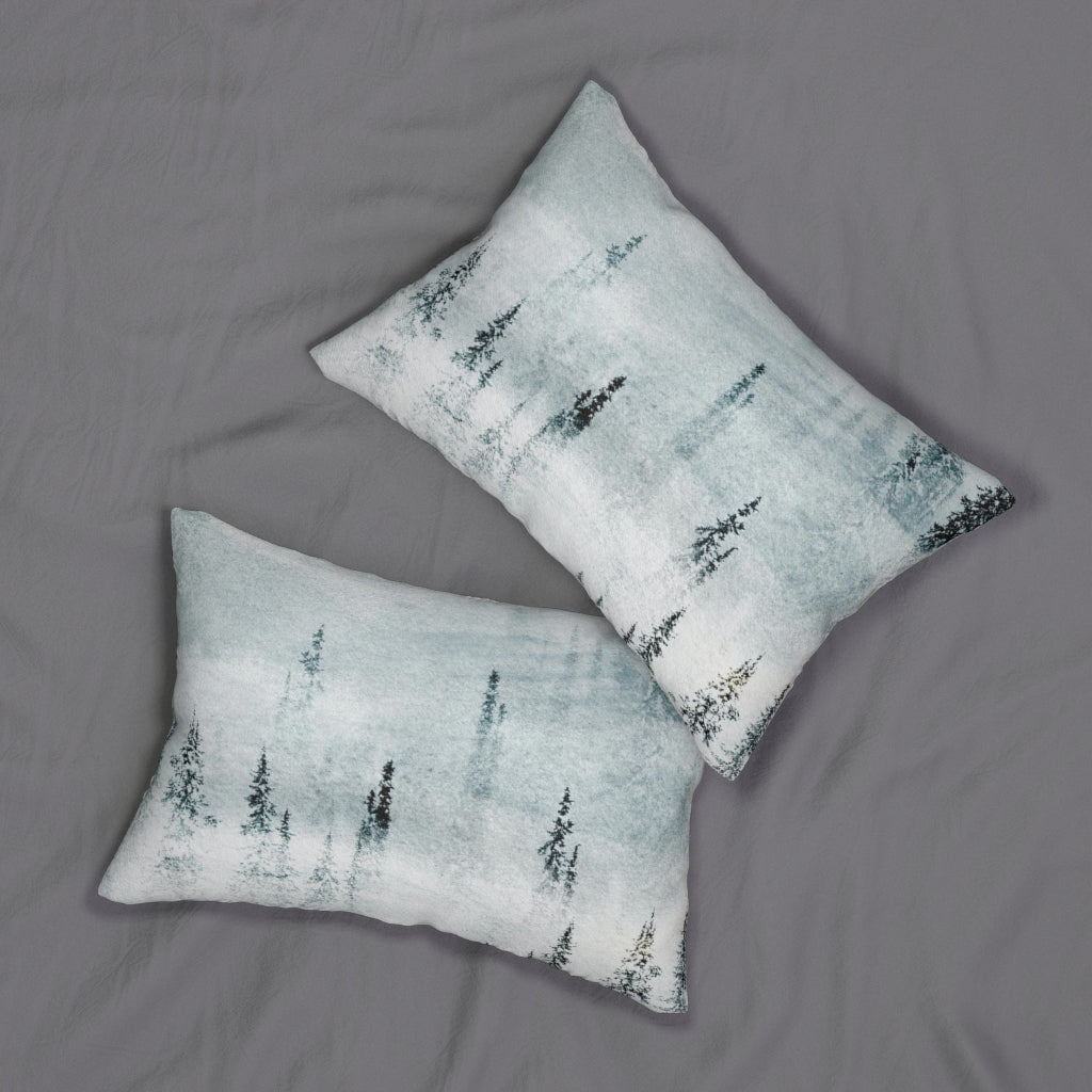 Whimsical Lumbar Pillow | Ombre Indigo Blue Forest