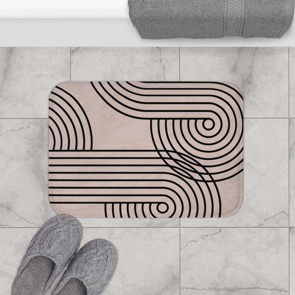 Boho Bath Mat | Beige Black | Bathroom Rug