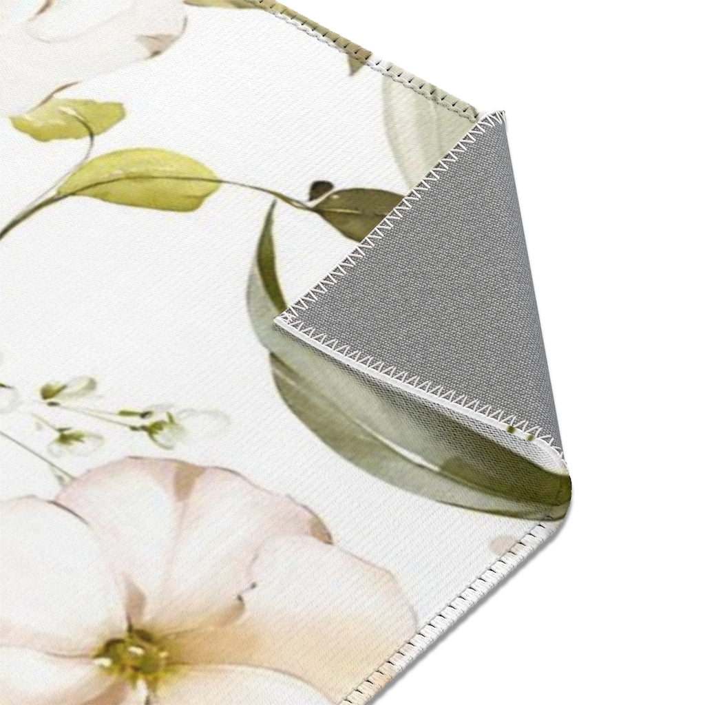 Floral Area Rug | Red Pink Rust Flowers