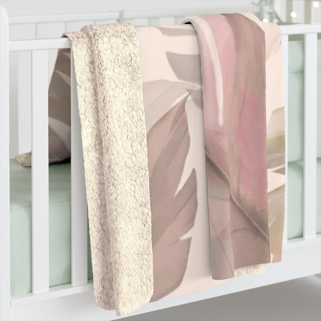 Floral Comfy Blanket | Beige Tropical Leaves