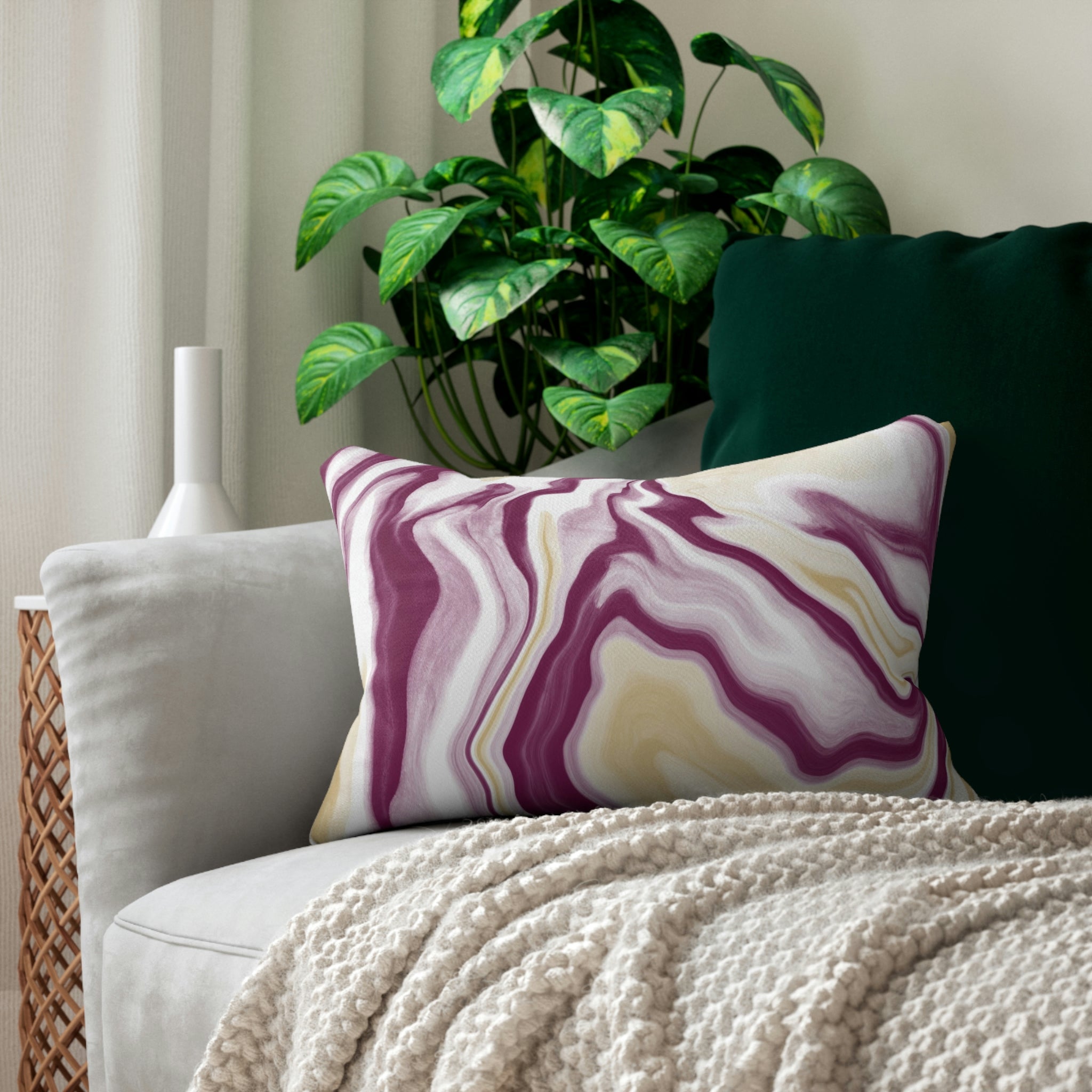 Marble Lumbar Pillow | Violet Purple Beige