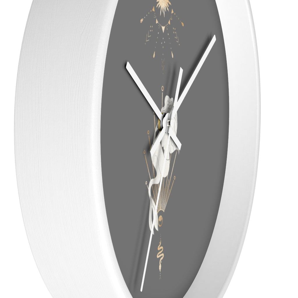 Celestial Mermaid, Gray Wood Wall Clock 10"