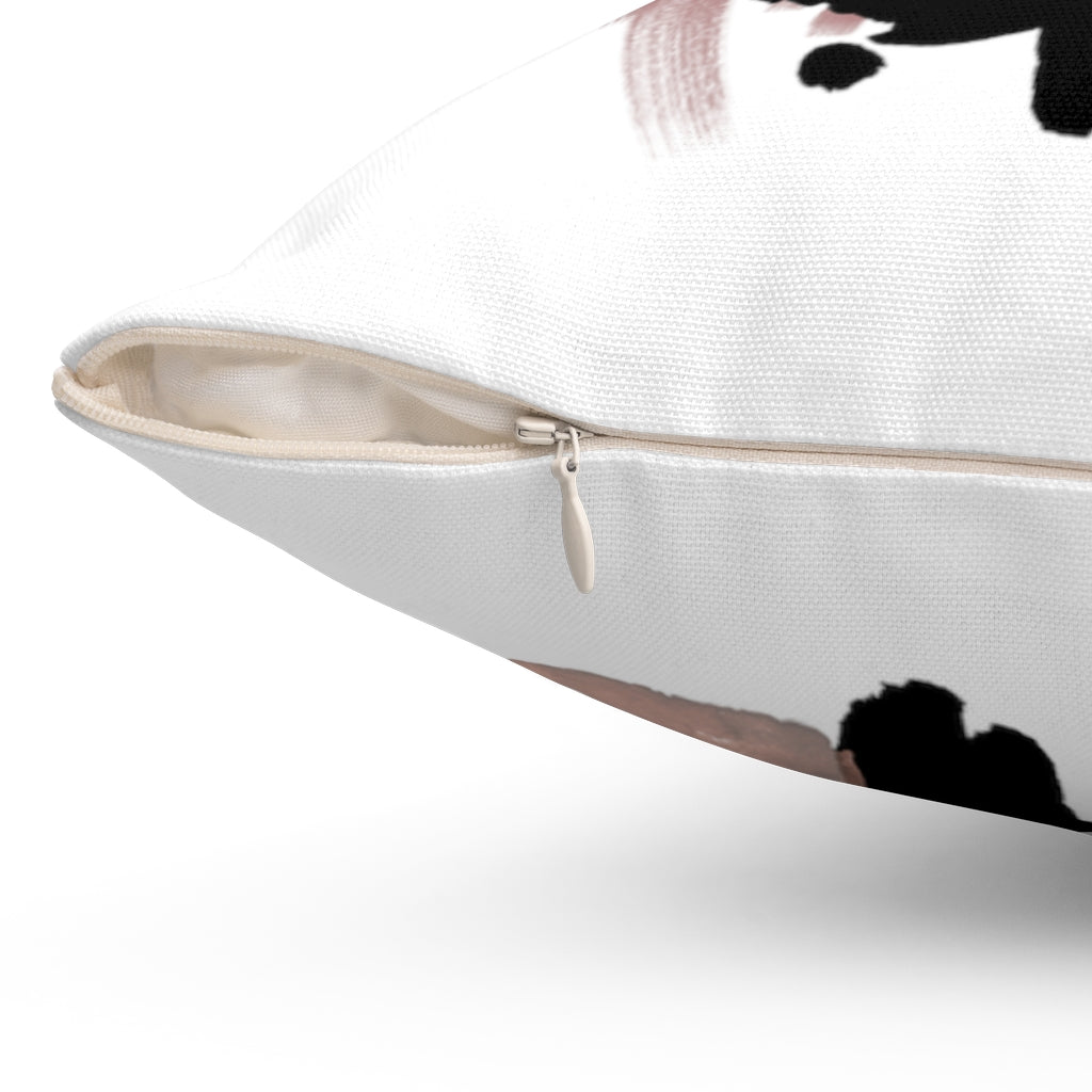 Boho Pillow Cover | Beige Black | One Line Art