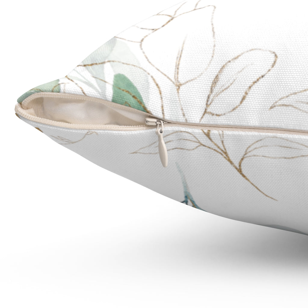 White and Green, Eucalyptus Floral Pillow Cover