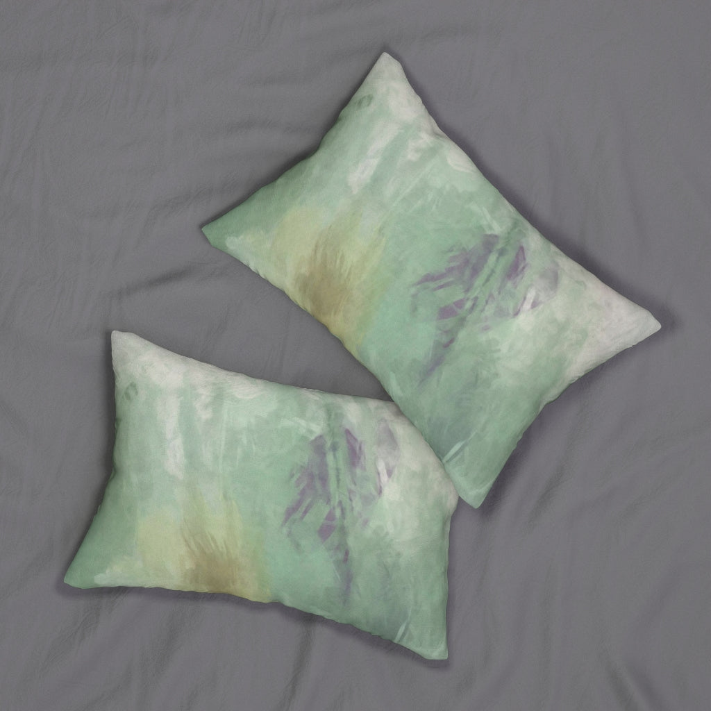 Abstract Boho Lumbar Pillow | Mint Green Purple