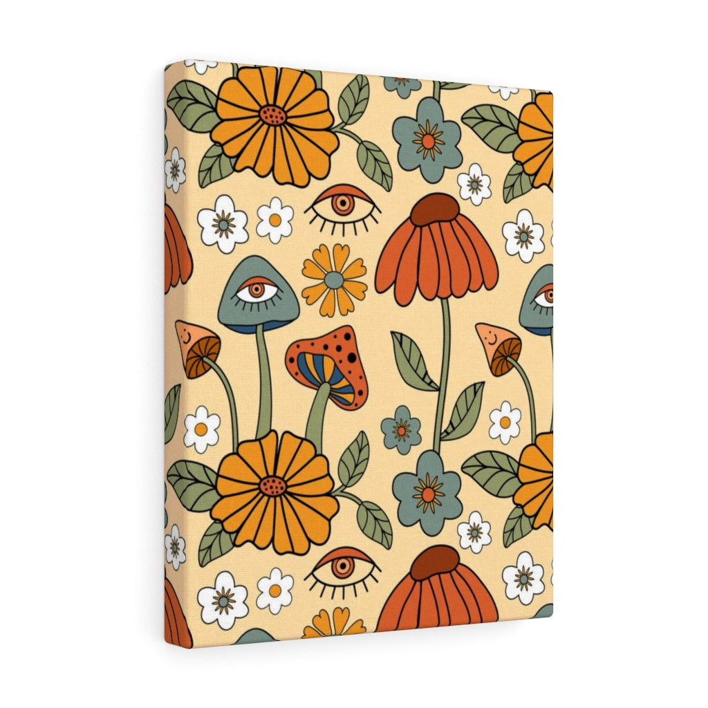 FLORAL WALL CANVAS ART | Yellow Green Red Orange