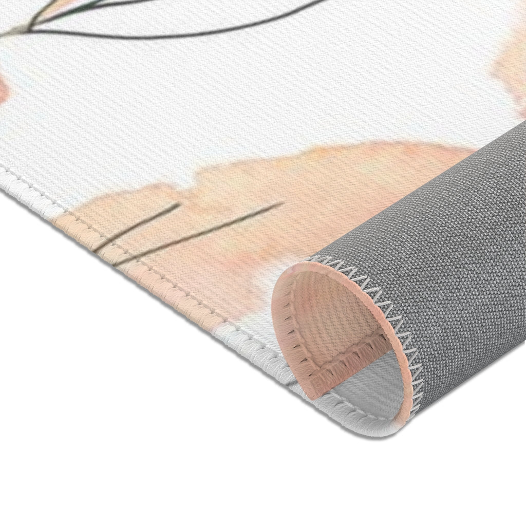 Floral Area Rug | Peach White Flowers