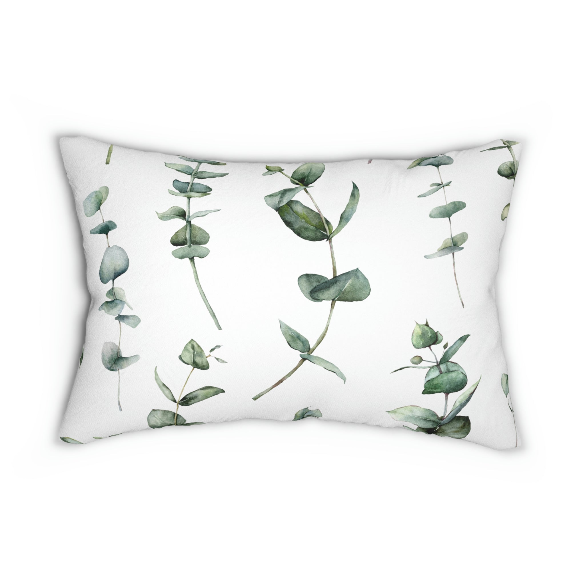 Eucalyptus Floral Lumbar Pillow | Sage Green White