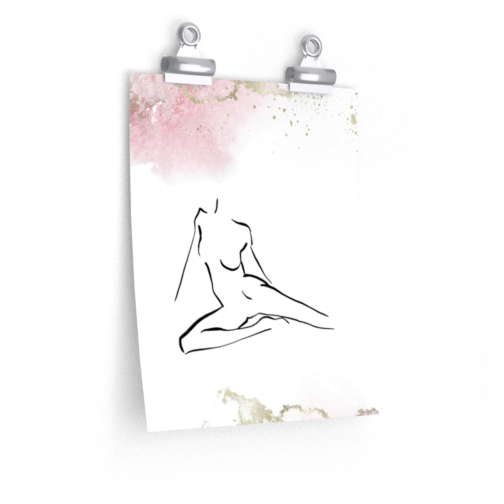 Female Art | White Art Print | Pink Ombre Poster