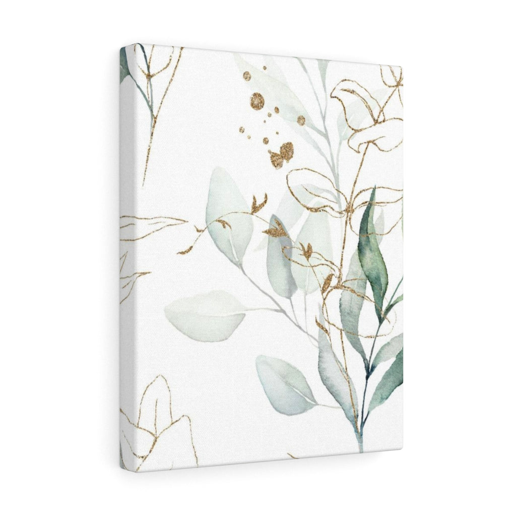FLORAL WALL CANVAS ART | White Green Gold