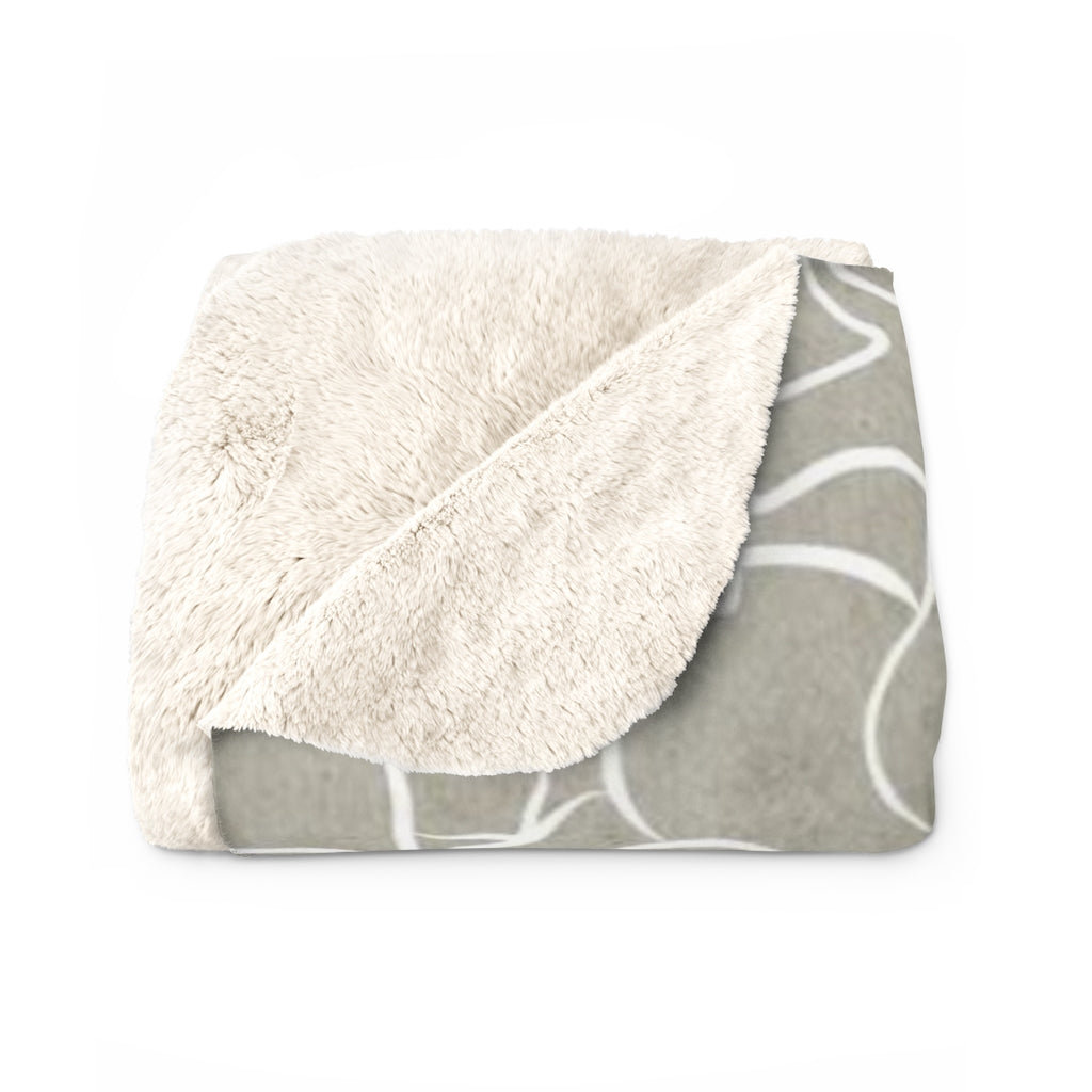 Floral Comfy Blanket | Beige White Cactus Flowers
