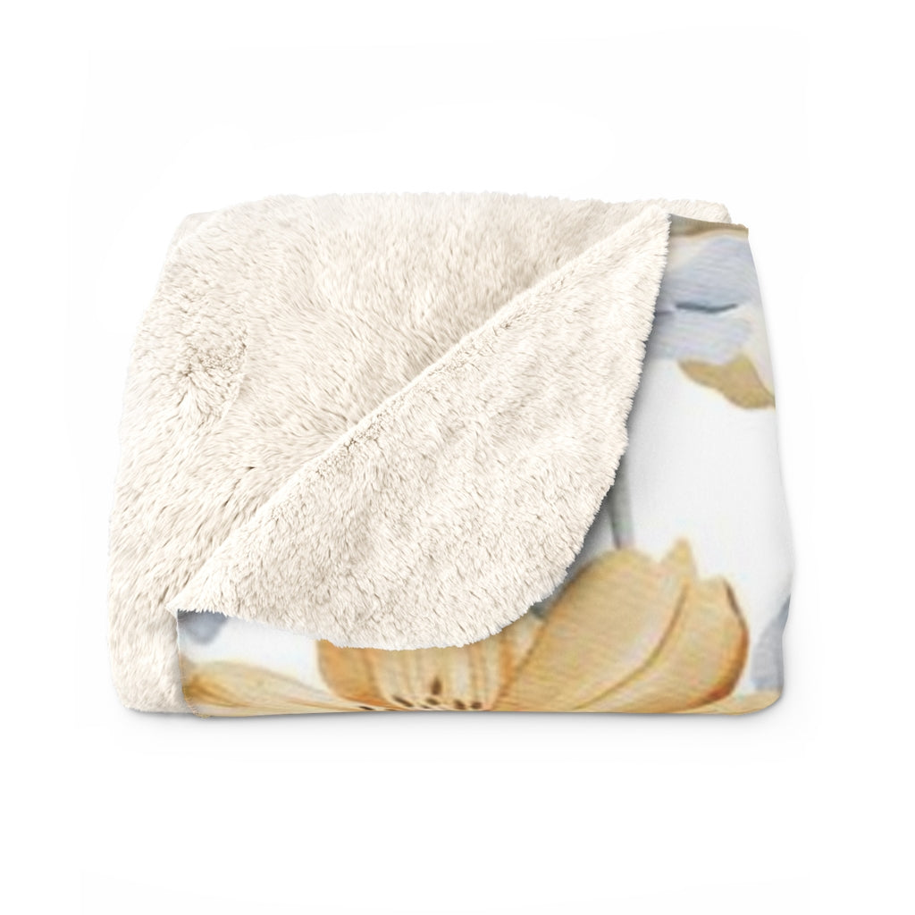 Floral Comfy Blanket | Blue White Butterflies