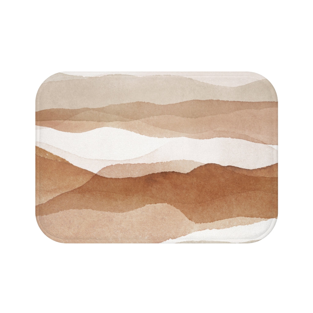 Brown Beige, Landscape Boho Bath Mat