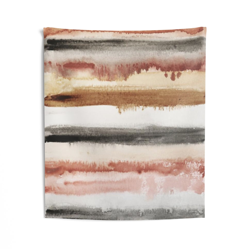 Abstract Tapestry | Beige Brown Black Stipes