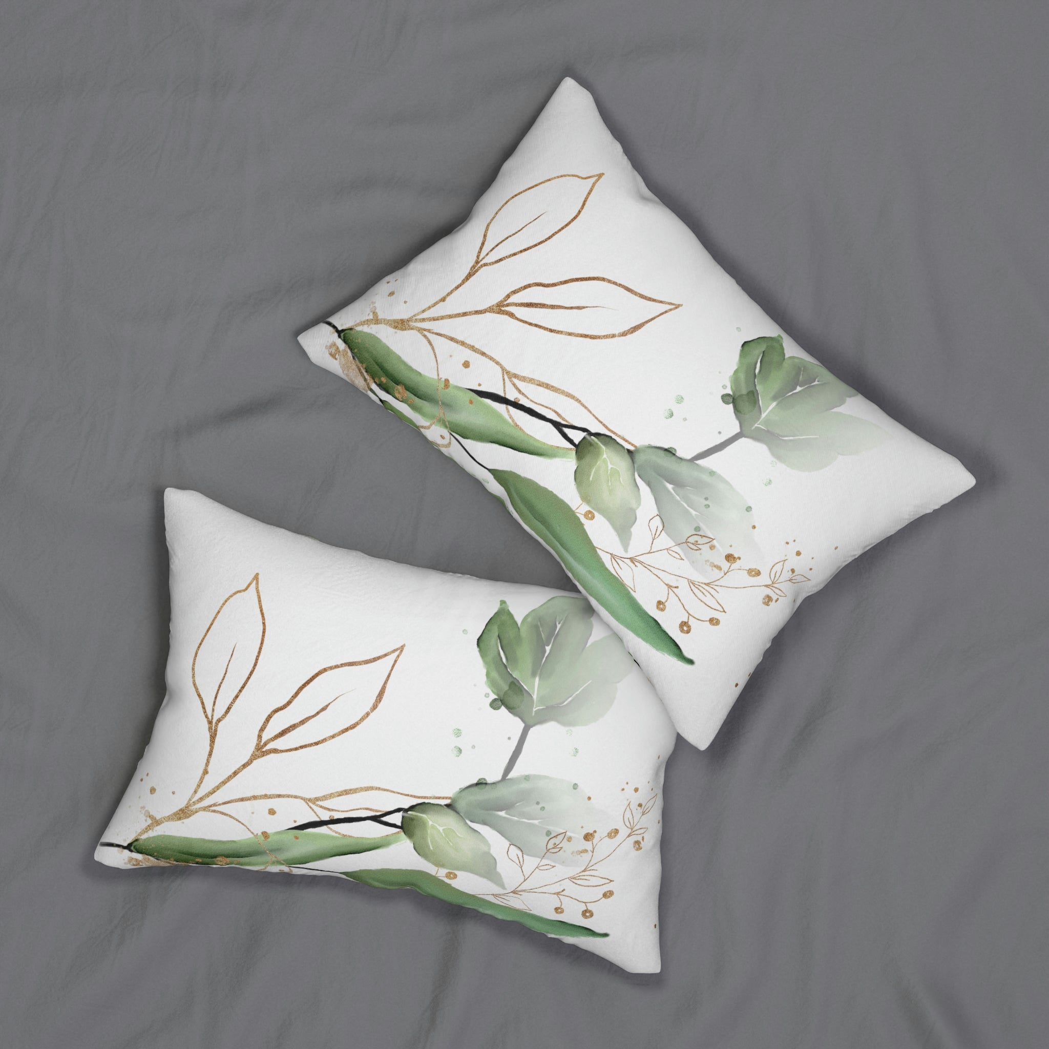 Floral Lumbar Pillow | White Sage Green Botanical