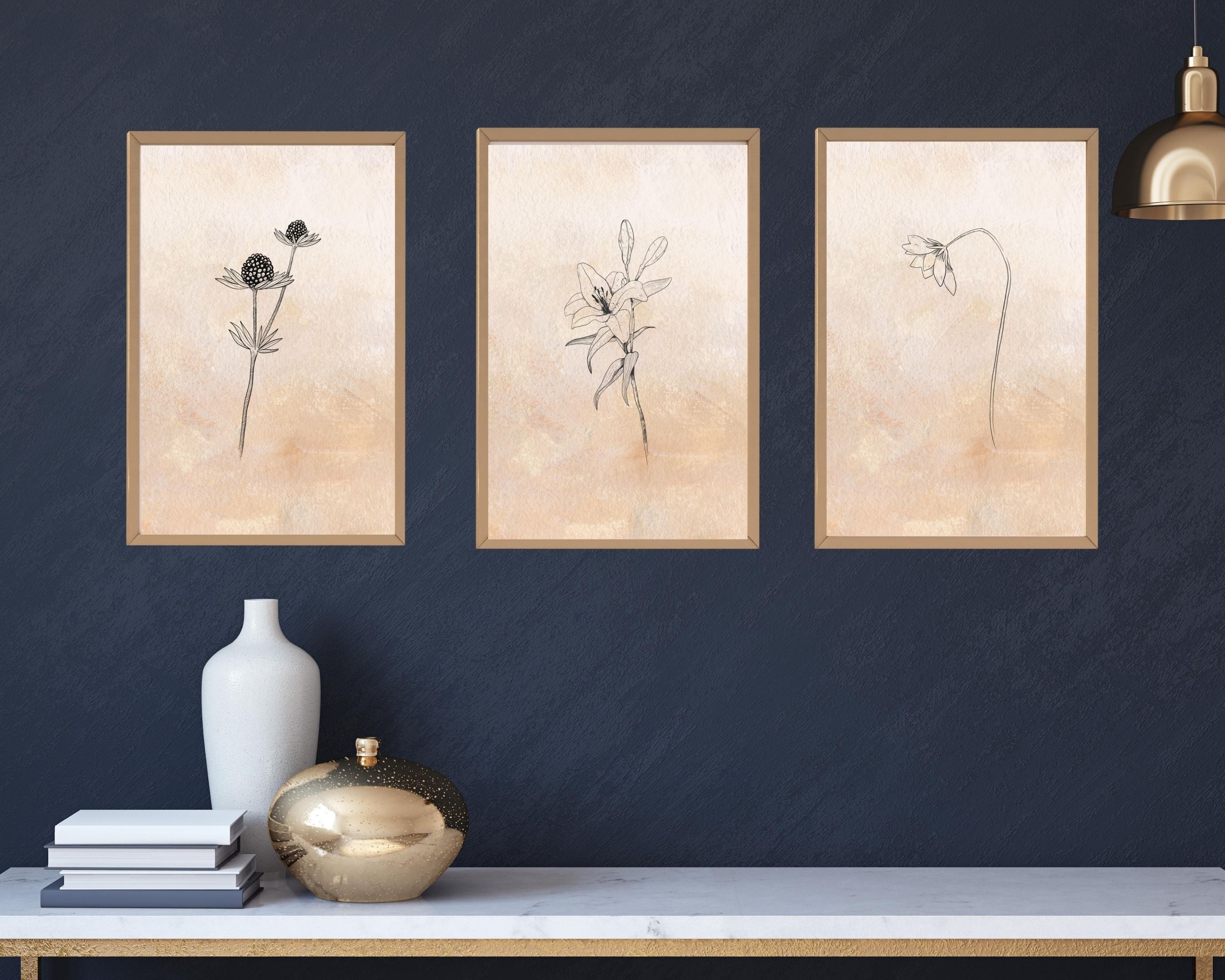 Abstract Terracotta Art Prints | Cream Beige Flower
