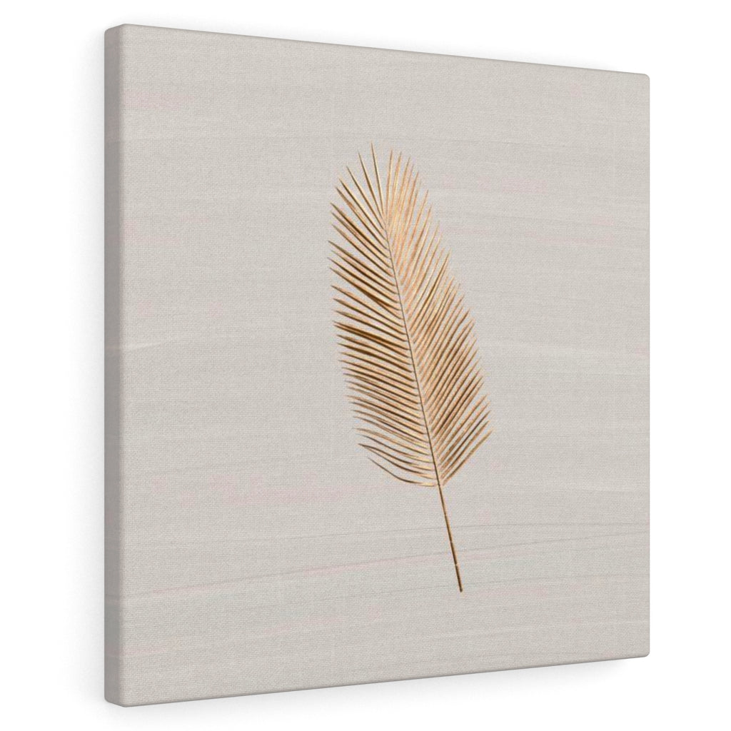Modern Wall Canvas Art | Beige Gold Feather