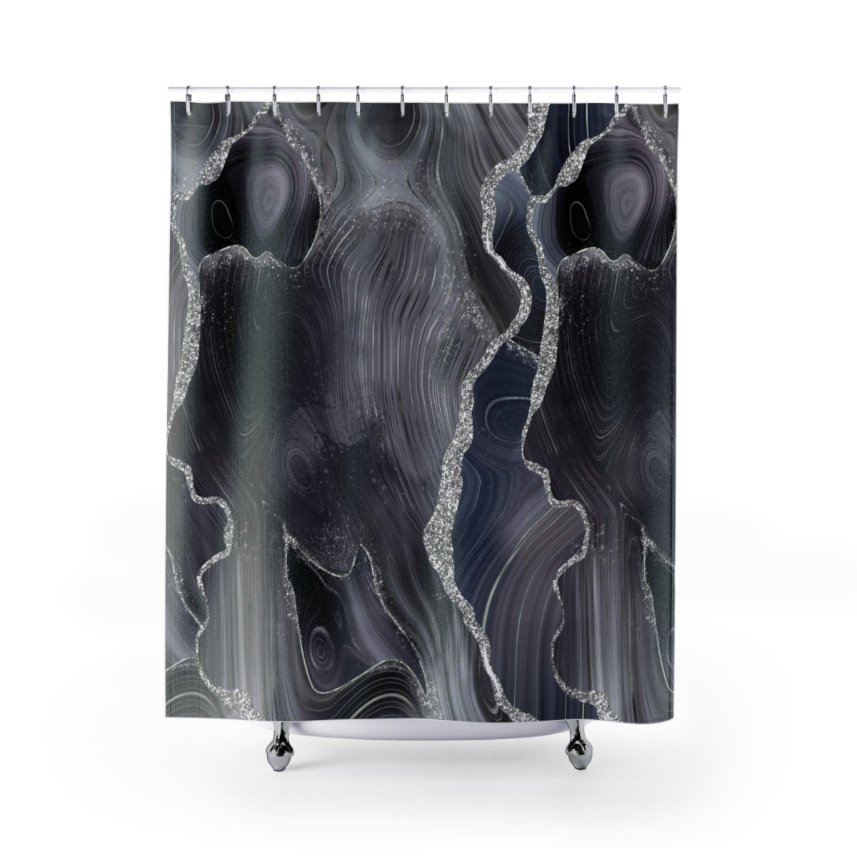 Agate Marble Shower Curtain | Gray Blue Silver