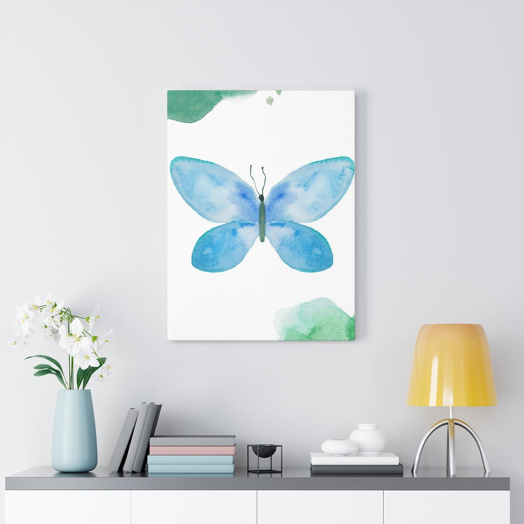 WHIMSICAL WALL CANVAS ART | White Green Blue Butterfly