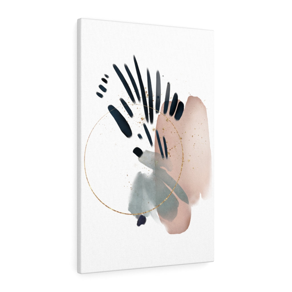 Abstract Canvas Art | White Navy Blue Grey Blush Pink