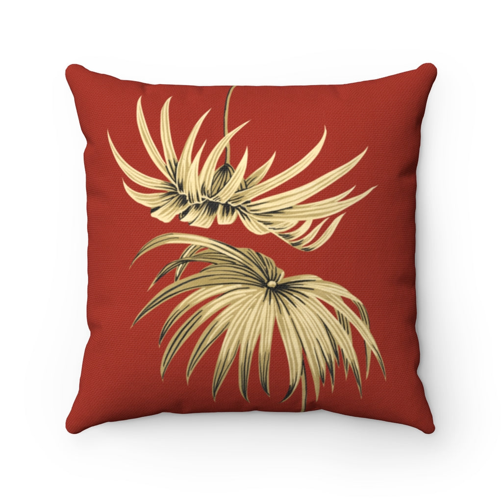 Boho Pillow Cover | Red Gold Leaves