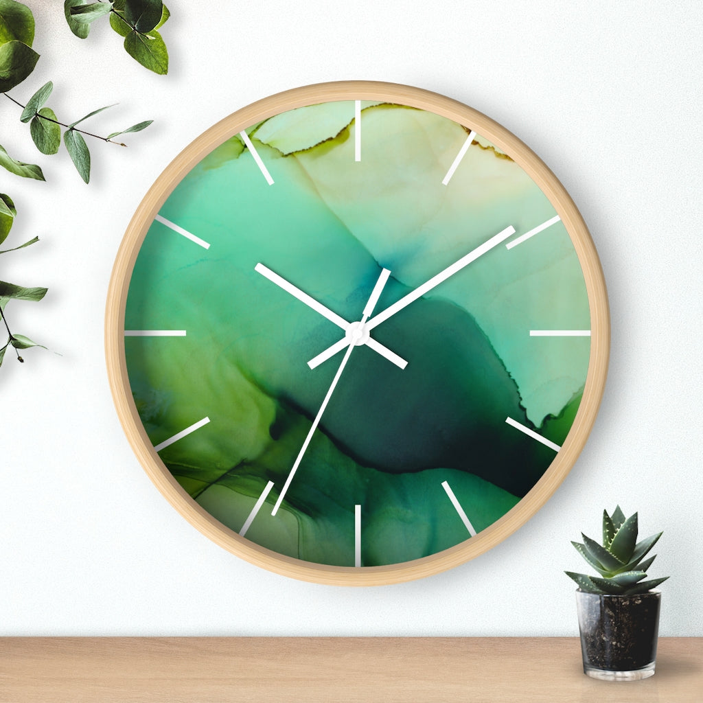 Wood Wall Clock, Green Ombre 10"