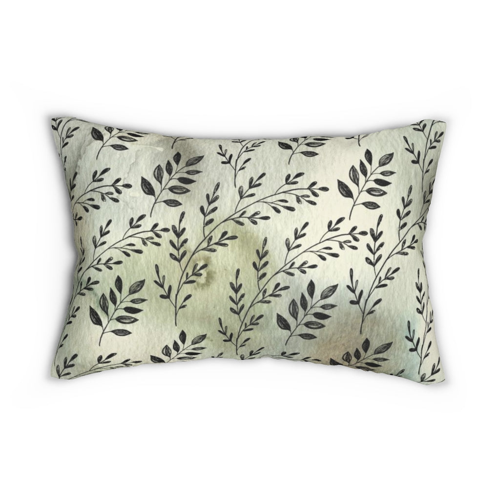 Floral Boho Lumbar Pillow | Yellow Green Black