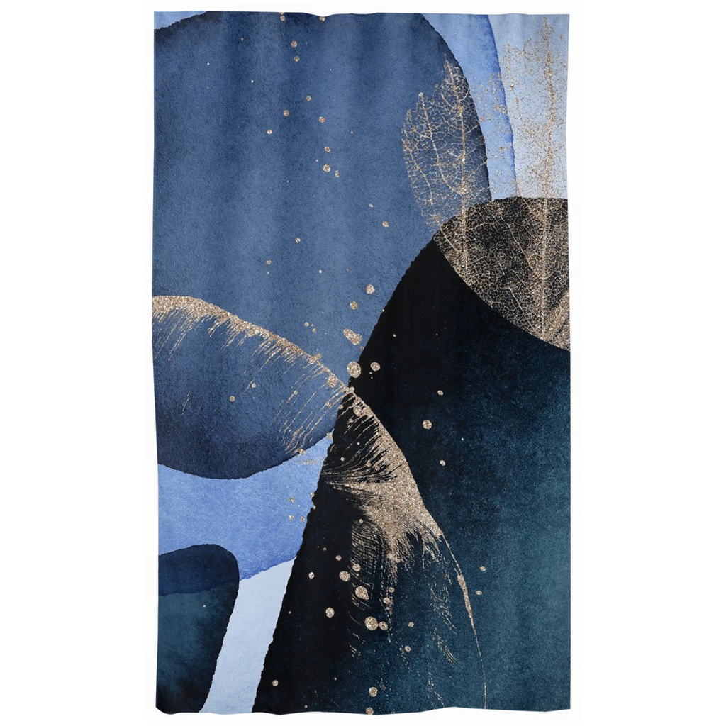 Window Curtains | Navy Blue Beige | Abstract