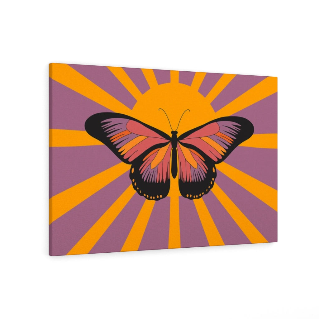 RETRO WALL CANVAS ART | Orange Purple Butterfly