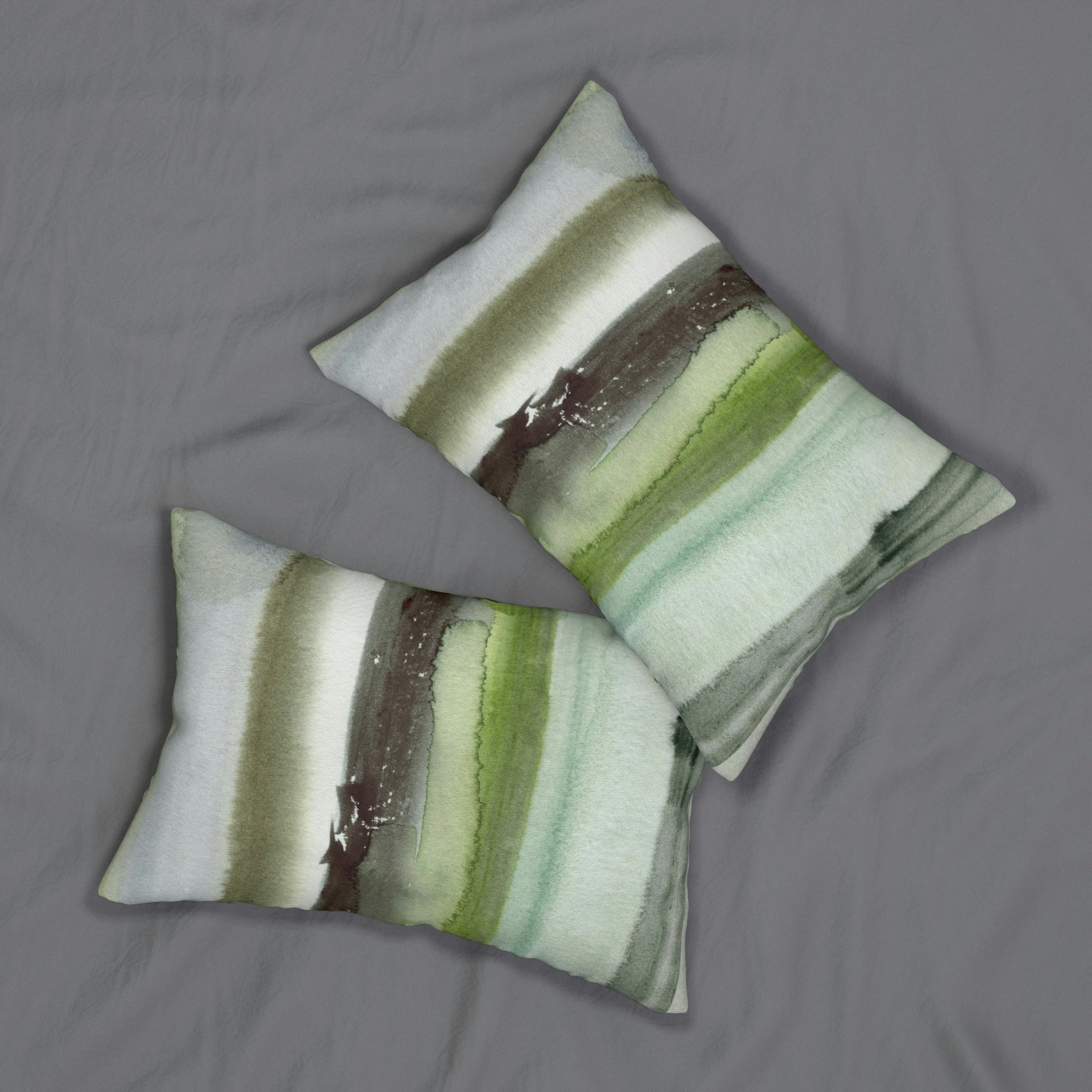 Abstract Lumbar Pillow | Earthy Green Ombre
