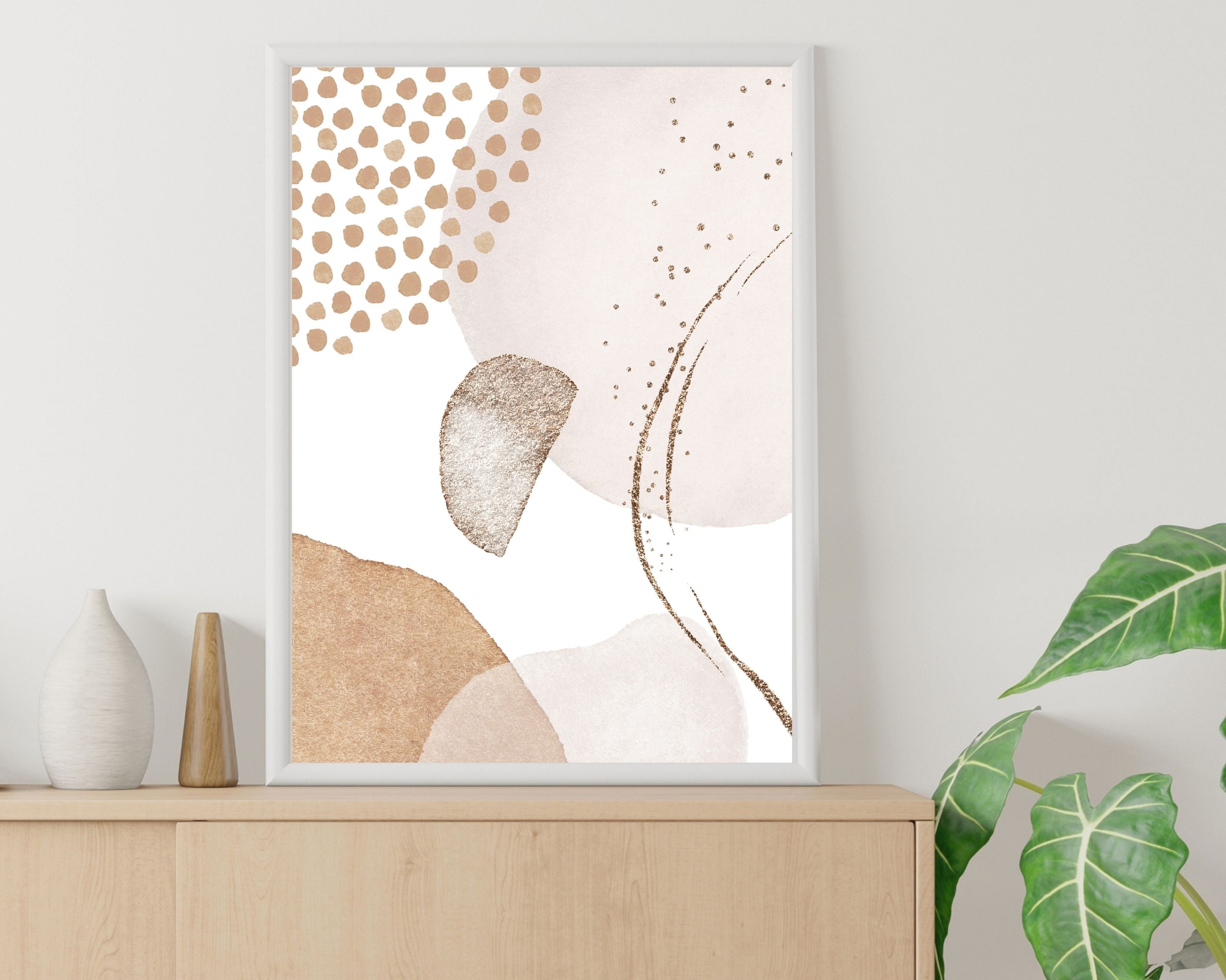 Abstract Boho Art Prints | Beige Cream