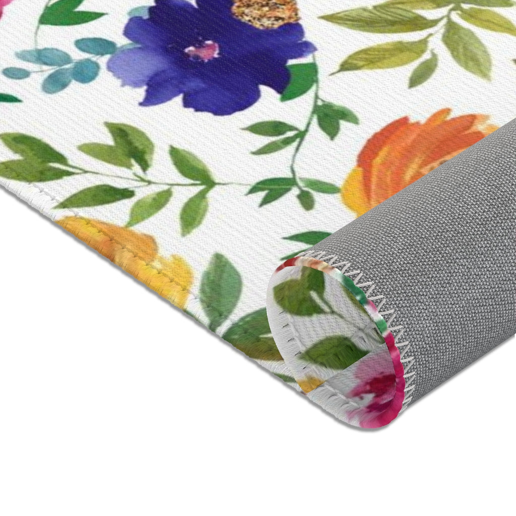 Floral Area Rug | Purple Pink Teal