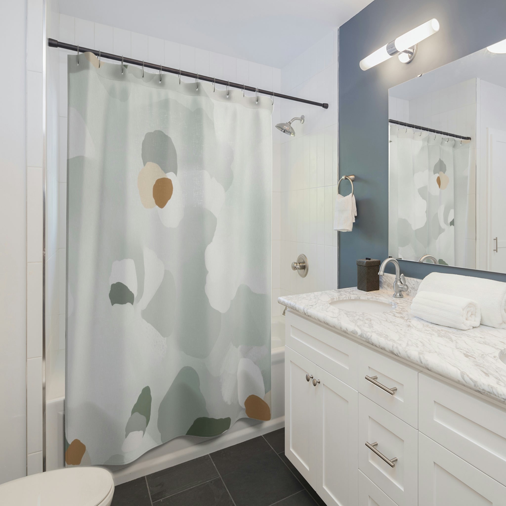 Boho Shower Curtain | Neutral Gray Green Beige