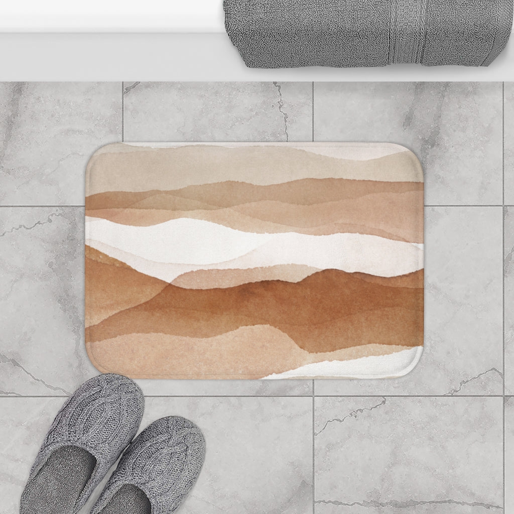 Brown Beige, Landscape Boho Bath Mat