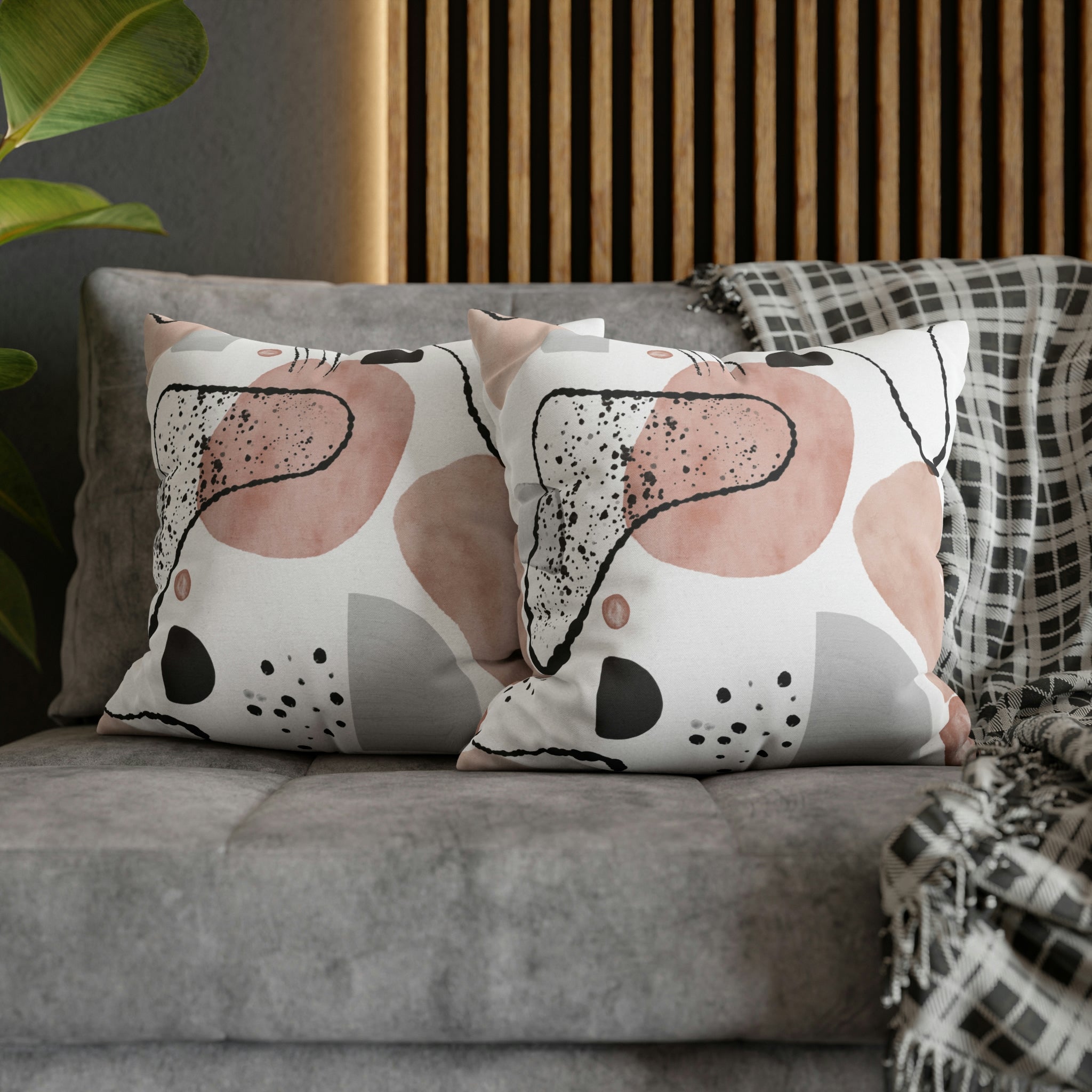 Abstract Pillow Cover | Beige, White, Gray Black