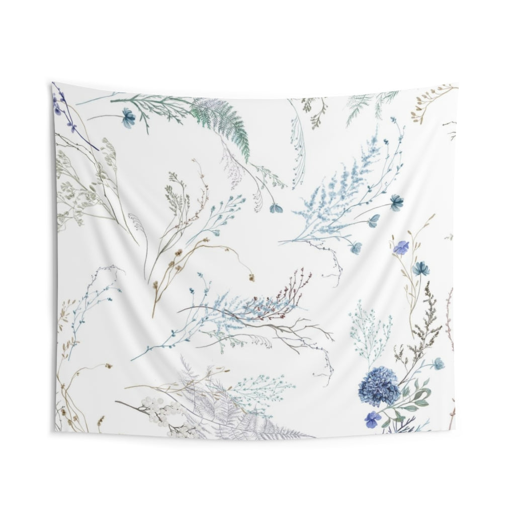 Floral Tapestry | White Pastel Blue