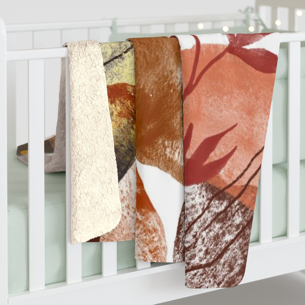 Floral Comfy Blanket | Rust Earthy Abstract