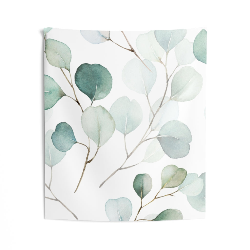 Floral Tapestry | White Green Gold Eucalyptus Leaves