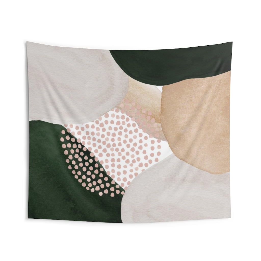 Abstract Tapestry | Beige Cream Blush Pink Green